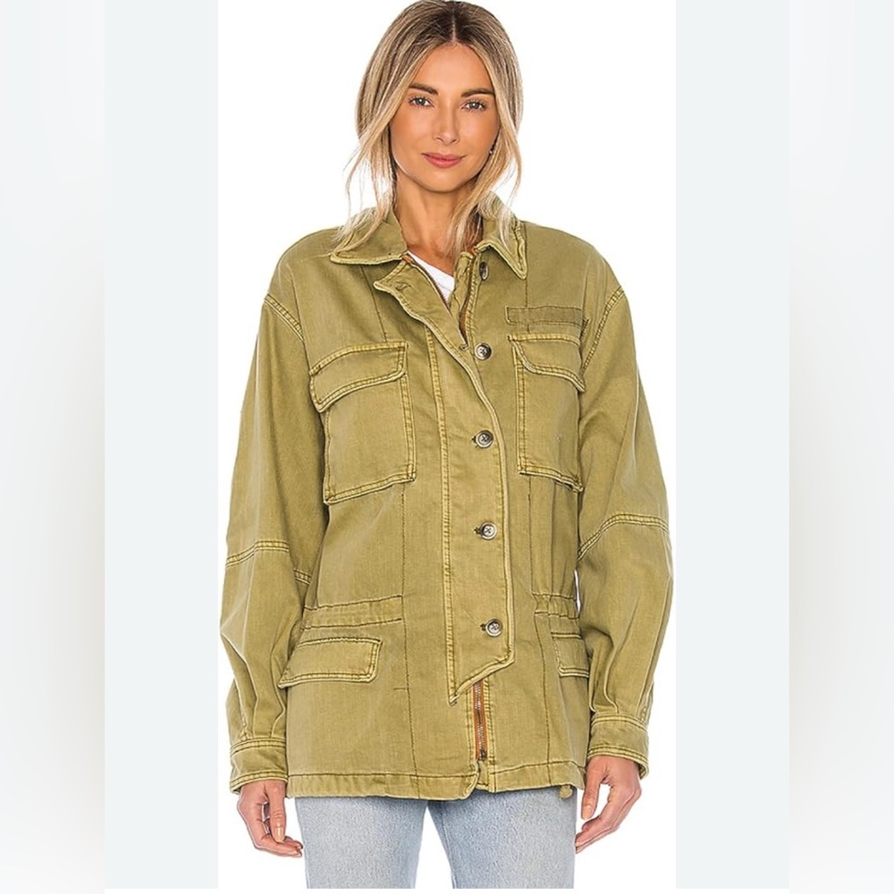 Free People Seize the Day Military Utility Jacket‎ Army Green XS B2
